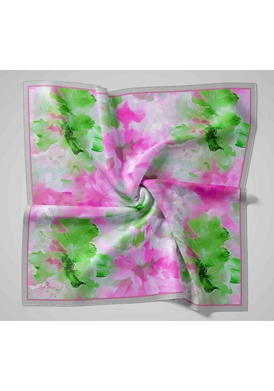 Silk Home Olinda İpek Eşarp 47004-25 Gümüş, Pembe, Yeşil, Koyu Yeşil