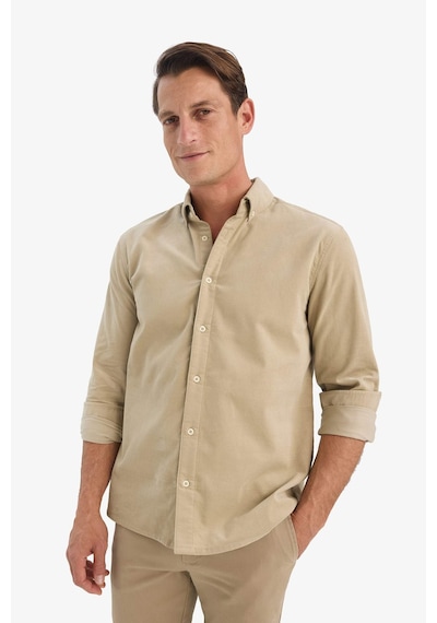 Defacto Regular Fit Polo Yaka Fitilli Kadife Uzun Kollu Gömlek E9024ax25wnkh475 Haki-kh475