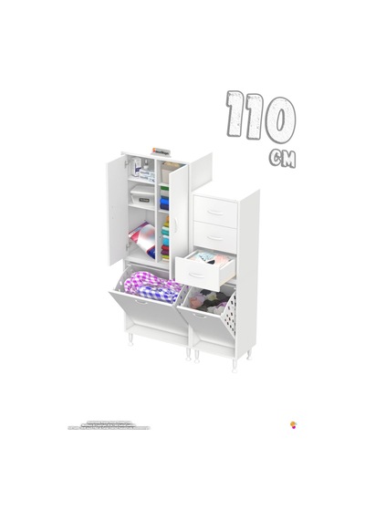 Ohbe 65 + 50cm Genişlik 160cm Boy 32,5cm Derinlik Kirli Sepetli 2 Kapak 3 Çekmeceli Çok Amaçlı Banyo Dolabı Beyaz Ohbe 65 + 50cm Genişlik 160cm Boy 32,5cm Derinlik Kirli Sepetli 2 Kapak 3 Çekmeceli Çok Amaçlı Banyo Dolabı Beyaz