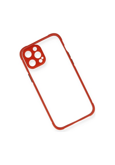 Newface - 82 - İphone 12 Kılıf Miami Şeffaf Silikon - Kmrsfres - - Kırmızı