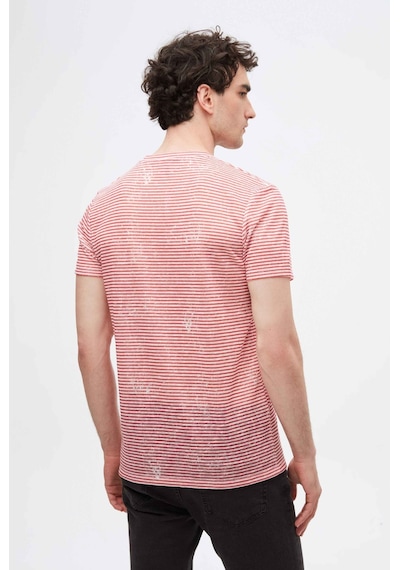 D's Damat Twn Slim Fit Kırmızı Çizgi Baskılı T-shirt 2ec1438360200 Kırmızı