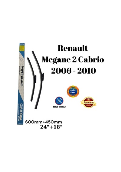 Renault Megane 2 Cabrio 2006 2007 2008 2009 2010 Uyumlu Ön Cam Silecek Süpürgesi Seti 600+450mm