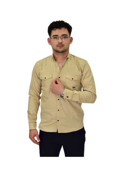 Erkek Spor Likralı Gömlek Bgl-st04343 Bej