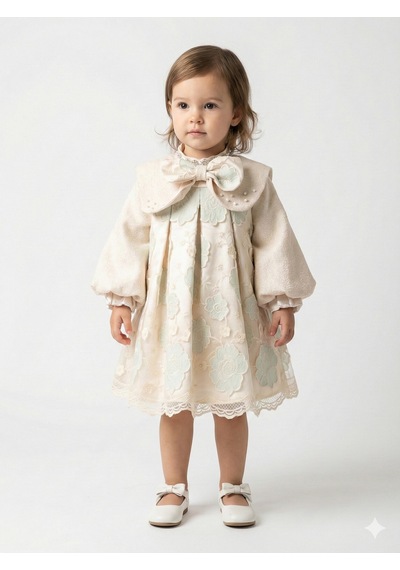 Xo Kids Kız Çocuk Elbise 2-6 Yaş 2613 Bej - Yeşil Xo Kids Kız Çocuk Elbise 2-6 Yaş 2613 Bej - Yeşil