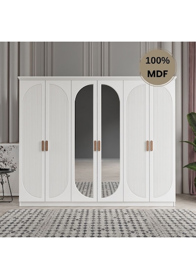 Soho 6 Kapak Mdf Gardırop Beyaz