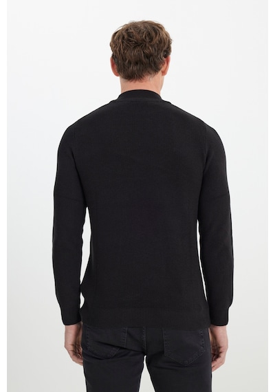 AC&Co / Altınyıldız Classics Erkek Sıyah Pamuklu Standart Fit Normal Kesim Yarım Balıkçı Yaka Jakarlı Triko Kazak Siyah AC&Co / Altınyıldız Classics Erkek Sıyah Pamuklu Standart Fit Normal Kesim Yarım Balıkçı Yaka Jakarlı Triko Kazak Siyah