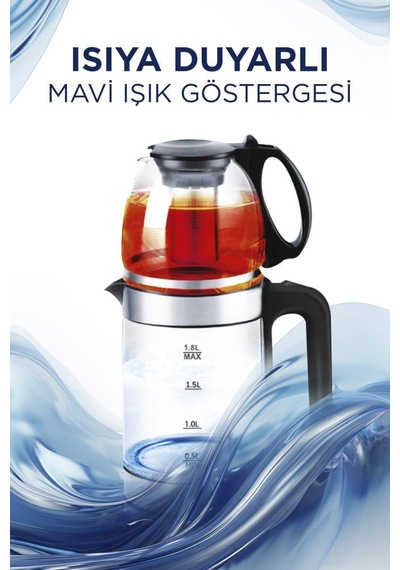 Torima TY-S888-049 Ledli 1500 W 1.8 L Cam Çay Makinesi