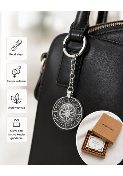 12 Burç Astroloji Anahtarlık Unisex Metal Aksesuar