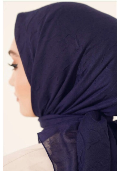 Melodi Scarf Kadın Tesettür Pratik Bambu Kraş Eşarp Lacivert Lacivert