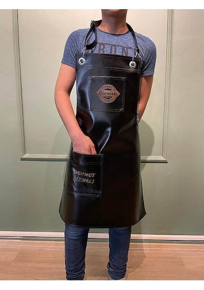 Deri Cepli Cafe Restoran Kasap Önlüğü Askılı Trend Önlük Modeli