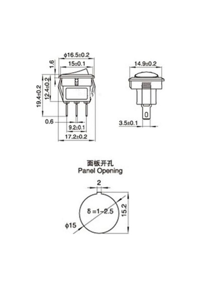 16mm Yuvarlak 2 Pin Anahtar Switch Mini Buton Kırmızı Plastik Açma Kapama On / Off