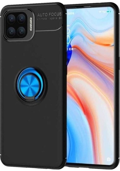 Oppo Reno 4 Lite Kılıf Zore Ravel Silikon Kapak Siyah-Mavi