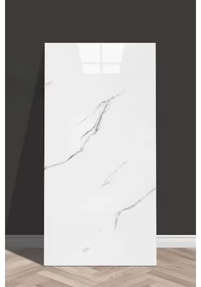 10 Adet 30x60 Cm Parlak Yapışkanlı Duvar,banyo,tezgah Arası Kaplama Duvar Paneli Kağıdı Cf-1035 Beyaz