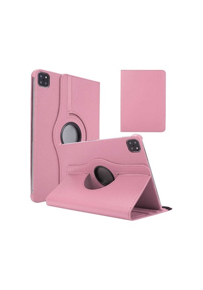 İpad Air 11 2025 M3 A3266-a3267-a3270 Uyumlu 360 Dönebilen Standlı Pu Deri Tablet Kılıfı - Pembe Açık - T36456