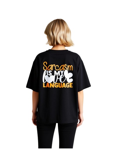 Paybuy Alay Benim Aşk Dilim Baskılı Kadın Oversize Tişört Siyah