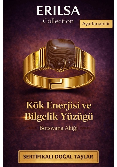 Sertifikalı Botswana Akik Doğal Taş Yüzük Kök Enerjisi Ve Bilge Çok Renkli