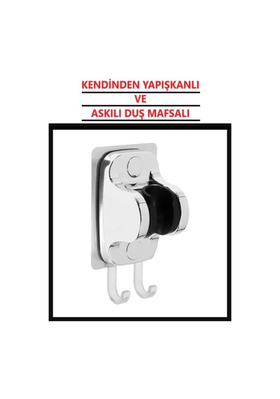 Gri Duş Mafsalı Yapışkanlı Askılı Lif Havlu Asma Duş Başlığı Tutacağı Banyo Duşakabin Gümüş Diğer