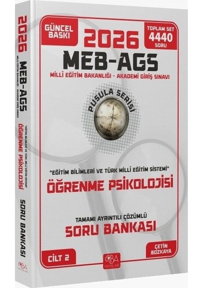 Cba Yayınları 2026 Meb-ags Eğitim Bilimleri Öğrenme Psikolojisi Soru Bankası Çözümlü Pusula Serisi Cba Yayınları