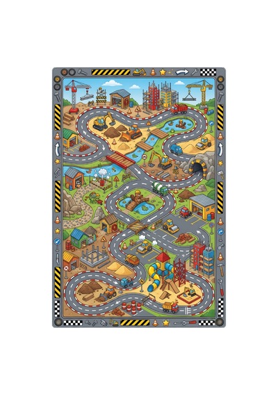 Kartela Halı Eğlenceli Şehir Kaymaz Taban Çocuk Oyun Halısı - 160 X 240 Cm Çok Renkli