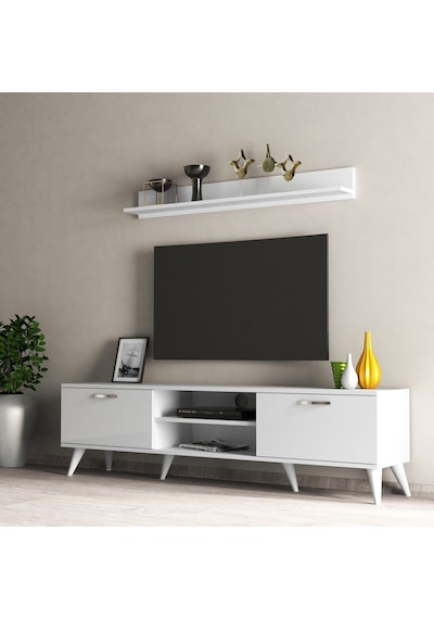Mega 180 Lik L Raflı Tv Ünitesi Beyaz - Tvu0101