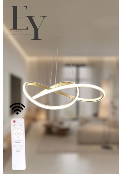 Ey Shop Eskitme Karçiçeği Model 3 Renk Led Kumandalı Avize Eskitme Gold