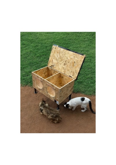 Kedi Evi Kedi Yuvası Üst Kapak Açılır İki Bölmeli Isı Ve Su Yalıtımlı 60x40x40xm