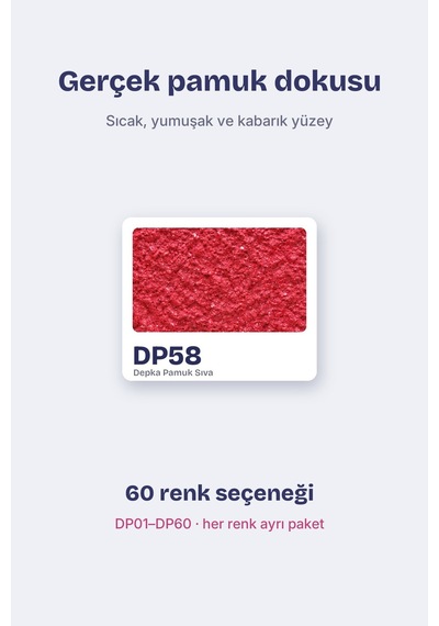 Depka Pamuk Sıva Dp58 2 Kg 7-8 M² İpek Sıva Alternatifi Isı Ve Ses Yalıtımlı Dekoratif Sıva