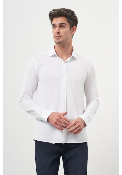 Morven Erkek Beyaz Trend Slim Fit İtalyan Yaka Gömlek 25ms004005600 Beyaz Beyaz