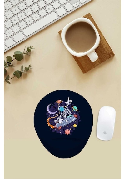 Rocket Astronot Desenli Bilek Destekli Mouse Pad Mousepad