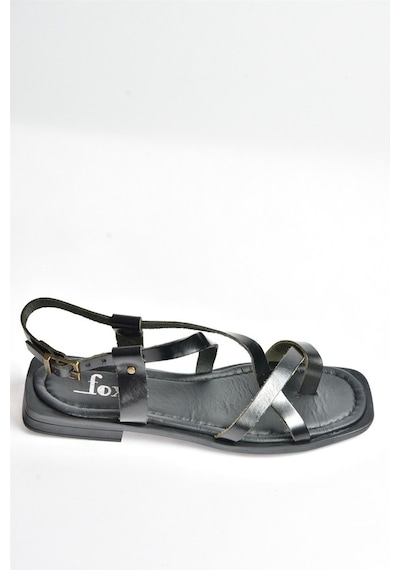 Fox Shoes Siyah Hakiki Deri Parmak Arası Kadın Sandalet M29184120