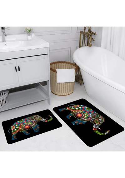 Eliana Home Dijital Baskılı 2'li Banyo Paspas Takımı Lna5153 Siyah