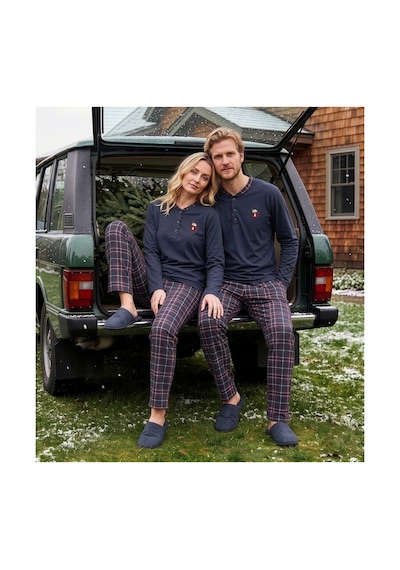 Pijamoni Kadın Pamuksoft Yaka Düğmeli Pijama Takımı 6510-kadın Füme