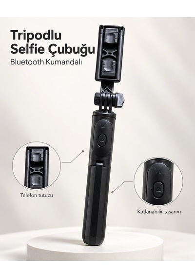 Fotoğraf Ve Video Çekimleri İçin Kablosuz Kumandalı Telefon Selfie Çubuğu 1 Adet