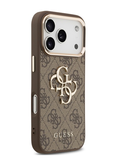 Apple iPhone Uyumlu 18 Pro Max Kılıf Guess Lisanslı Gold Çerçeveli Metal Büyük 4g Ve Yazı Logolu Kapak Kahverengi Apple iPhone Uyumlu 18 Pro Max Kılıf Guess Lisanslı Gold Çerçeveli Metal Büyük 4g Ve Yazı Logolu Kapak Kahverengi