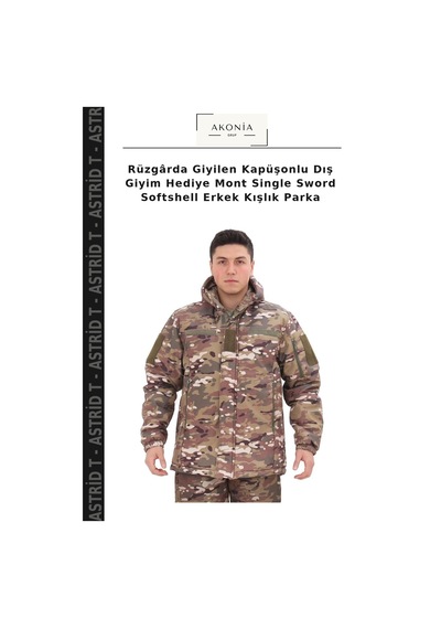 Astrid T Rüzgârda Giyilen Kapüşonlu Dış Giyim Hediye Mont Single Sword Softshell Erkek Kışlık Parka Çok Renkli