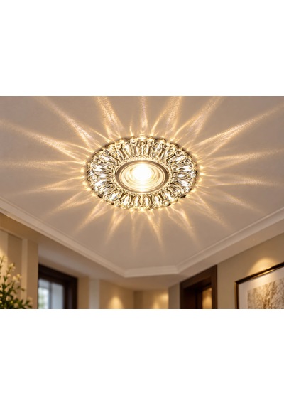 Kristal Cam Spot Lamba Gu10 Duy Led Çerçeveli 4000k Doğal Işık Tavan Aydınlatması 12 Cm Bx-316734