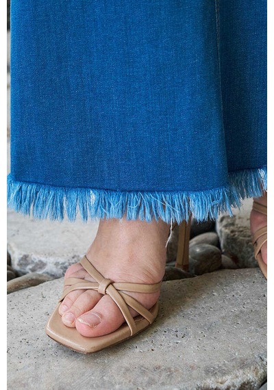 2252-denim Püsküllü Etek Koyu Mavi Koyu Mavi