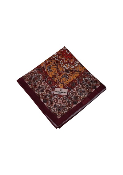 Mim Eşarp Prime Pamuk Etnik Desenli Eşarp 90x90 Cm Koyu Bordo