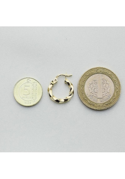 Burgu Altın Halka Küpe Çapı: 1.5 Cm Sarı Altın