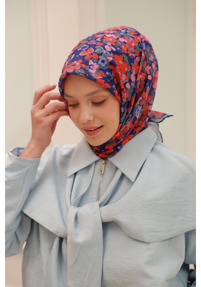 Silk Home Soft Eşarp 73081-21 Lacivert, Pembe, Turuncu, Yeşil Grilacivert, Pembe