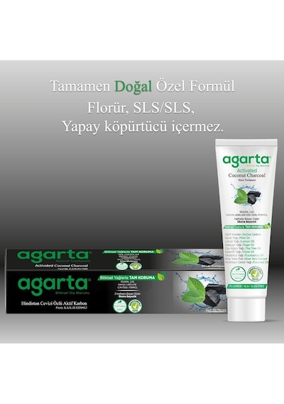 Agarta Doğal Diş Macunu 100ml Aktif Karbonlu 5 Li Set Beyazlık