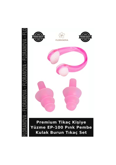 Premium Tikaç Kişiye Yüzme Ep-100 Pınk Pembe Kulak Burun Tıkaç Set Çok Renkli