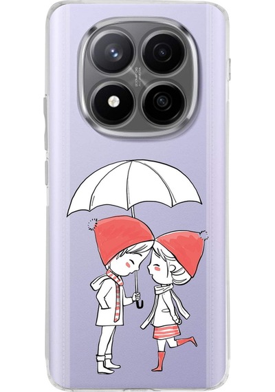 Xiaomi Redmi Note 14 Pro Plus İle Uyumlu Aşk Baskılı Tasarım Kamera Korumalı Şeffaf Kılıf Şeffaf