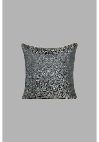 Kırlent Kılıfı Desenli Jakarlı Dokuma Kumaş 45x45 Çift Taraflı Biyeli Füme