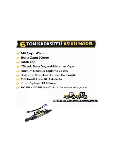 Tarım Garaj Traktör Cat 2 Ortakol Kilitli Hidrolik Lifti 55 Cm 6 Ton