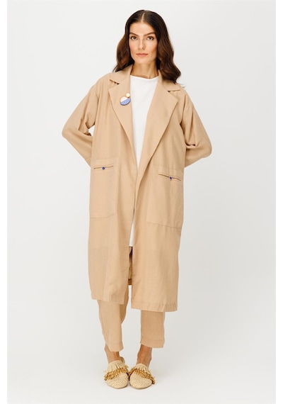 Esswaap Keten Kumaş Ceket Pantolon Takım Camel-camel Camel