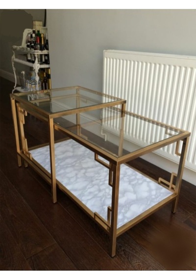 Paola 2'li Gold Metal Orta Sehpa
