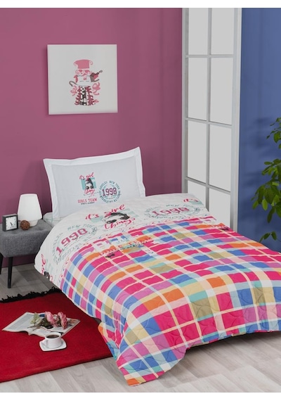 Kapitoneli Ranforce Genç Nevresim Takımı Deff Pembe