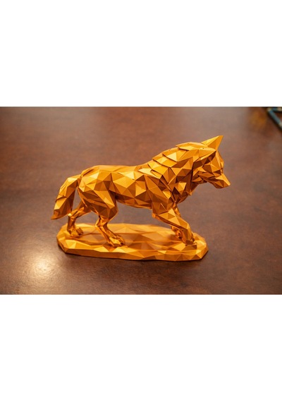 Parlak Bronz Low Poly Kurt Biblo Geometrik Kurt Figürü Modern Masaüstü Dekor