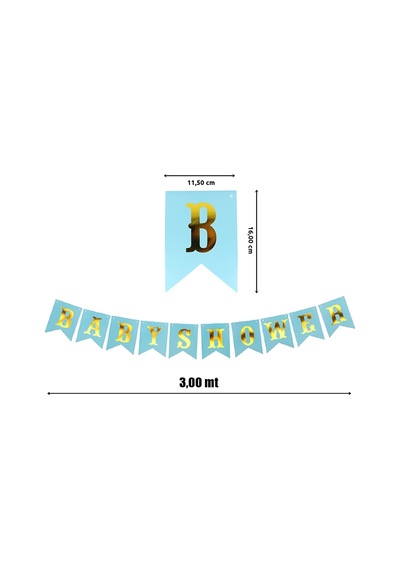 Baby Shower Karton Uzar Yazı. 3.00 Mt - Mavi